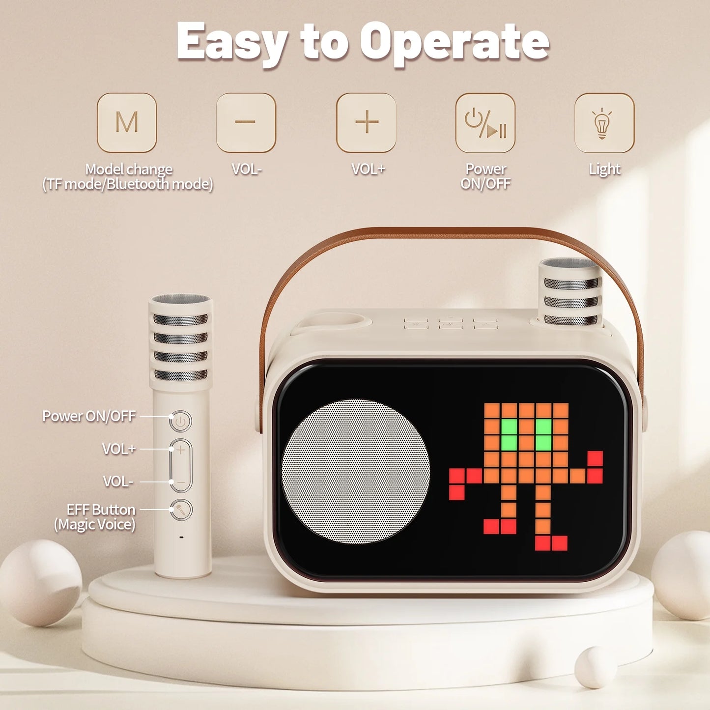 Karaoke Machine for Kids, Kids Karaoke Machine, 15+ Animation Modes, Kids Toy Gift